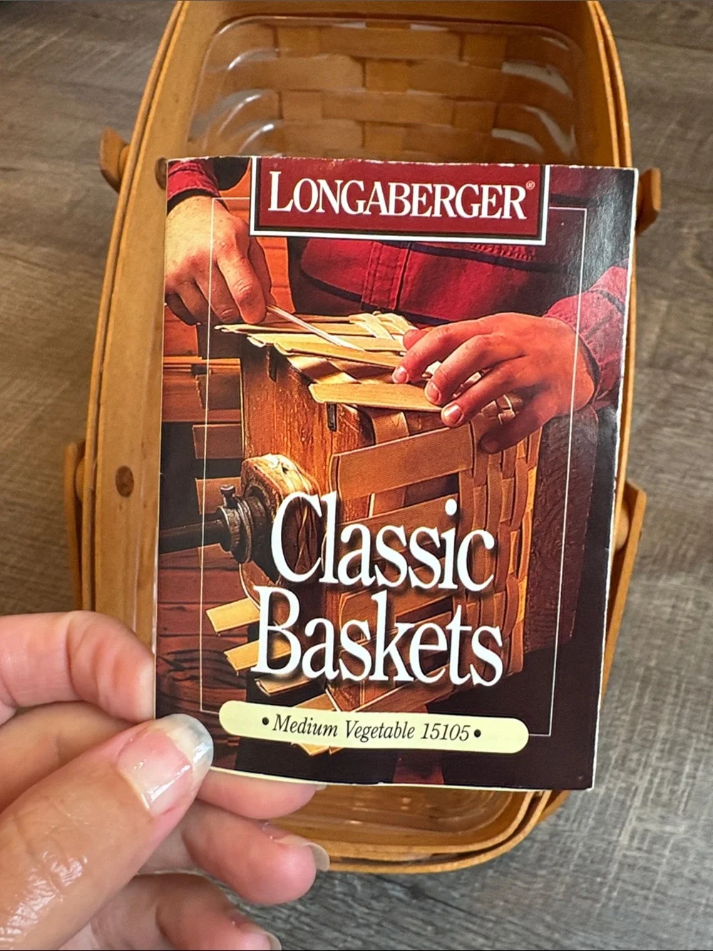 Longaberger Medium Vegetable Basket w/ Protector Handles Vintage